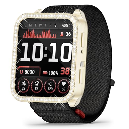 RICHONE [5 Pack] Bling Screen Protector Compatible with Venu X1 GPS Smartwatch Case, Full Protective Cover for Garmin Venu X1 Flexible TPU Rhinestone Screen Bumper (Gold,Green,Blue,Black,Silver)