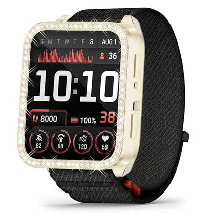 RICHONE [5 Pack] Bling Screen Protector Compatible with Venu X1 GPS Smartwatch Case, Full Protective Cover for Garmin Venu X1 Flexible TPU Rhinestone Screen Bumper (Gold,Green,Blue,Black,Silver)