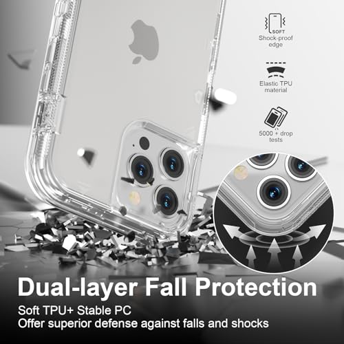 Follaroma for iPhone 12 Pro Max Case, 6.7 inch, Crystal Clear | Heavy Duty Shockproof Protection Phone Cases, Anti-Drop, Military Grade Dual Layer Transparent Rugged Protective Cover - color: Clear, size: iPhone 12 Pro Max 6.7‘’