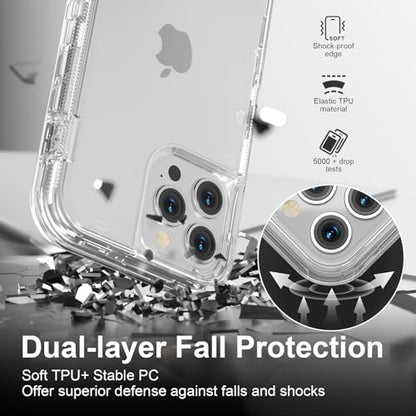 Follaroma for iPhone 12 Pro Max Case, 6.7 inch, Crystal Clear | Heavy Duty Shockproof Protection Phone Cases, Anti-Drop, Military Grade Dual Layer Transparent Rugged Protective Cover - color: Clear, size: iPhone 12 Pro Max 6.7‘’