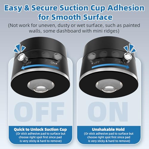 Vacuum Magnetic Phone Holder with Metal Ring Compatible with iPhone 17 All Phone, Portable Universal Collapsible Magnetic Phone Stand, Car Mount with Strong Suction Cup - color: Deep black