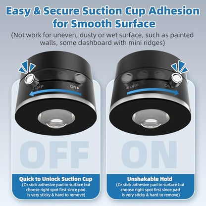 Vacuum Magnetic Phone Holder with Metal Ring Compatible with iPhone 17 All Phone, Portable Universal Collapsible Magnetic Phone Stand, Car Mount with Strong Suction Cup - color: Deep black