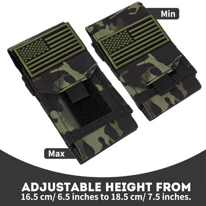 Dual Tactical Phone Pouch Molle Phone Holster Double Capacity Holder Universal Utility EDC Pouch for iPhone 17 Pro Max/17 Pro/16 Pro Max/16 Pro/15 Pro Max/15 - color: Black Camo