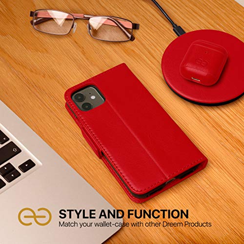 Dreem Fibonacci 2-in-1 Wallet Case for Apple iPhone SE 3 (2022), SE 2, & 8/7 - Luxury Vegan Leather, Magnetic Detachable Shockproof Phone Case, RFID Card Protection, 2-Way Flip Stand - Red - color: Red, size: iPhone SE 3 (2022), SE 2, & 8/7