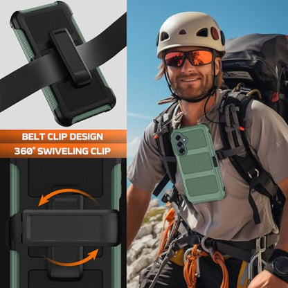 for Samsung Galaxy A16 5G Case with Belt Clip Holster & Kickstand,Military Grade Drop Tested Shockproof Heavy Duty Rugged Cover,w/2X Screen Protectors Defender Bumper Protective Cases (Dark Green) - color: Dark Green