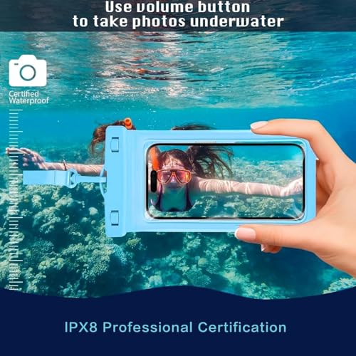 Waterproof Phone Pouch, with Inside Card Holder, Large Waterproof Case Compatible with iPhone 17 16 15 14 13 Pro Max, Beach Cruise Essentials, 1 Pack, Blue - color: B1-Blue