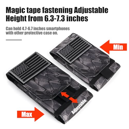 Tactical Molle Phone Cover Case, Heavy Duty Loop Belt Holster Pouch with Flag Patch for iPhone 17 Pro Max/Air/17 Pro/17/16 Pro Max/15 Pro Max/14 Pro Max/13 Pro Max, for Galaxy S26 Ultra - color: Python Pattern
