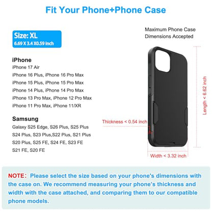 ykooe Cell Phone Pouch Nylon Belt Holster Case Compatible with iPhone 16/15/14/13/12/11 Pro Max & Plus,17 Air Models, Samsung Galaxy S24/S23/S21 FE,Red-XL - color: Red, size: XL
