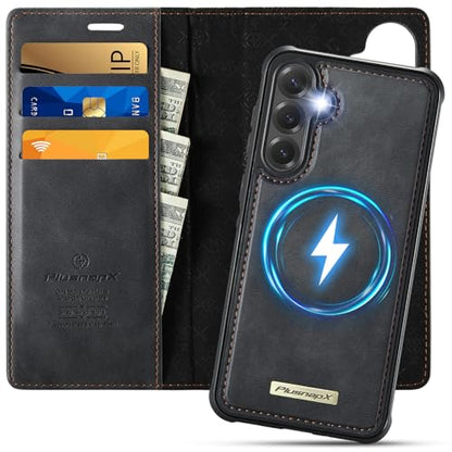 for Samsung Galaxy S25 5G 2in1 Detachable Wallet Case, Black | Compatible with Magsafe, Magnetic, RFID Blocking Card Holder, Shockproof, Kickstand, Wireless Charging, PU Leather Flip Cover - color: Retro Black, size: Galaxy S25 - 6.2"