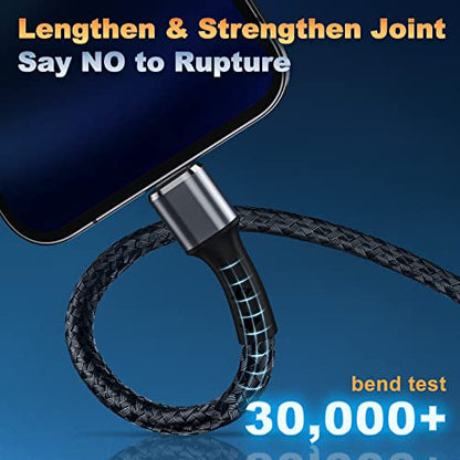 (2-Pack) iPhone Charger 3Ft for Apple MFi Certified, Strong Nylon Braided Lightning Cable, Fast 2.4A iPhone USB Charging Cord for iPhone 13/12/11 Pro/X/Xs Max/XR/8 Plus/7/6