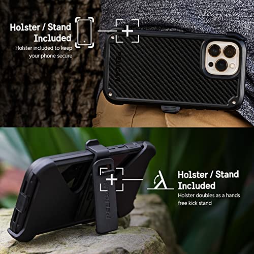 Pelican Shield Series - iPhone 13 Case - 21ft Military Grade Drop Protection, Compatible with Wireless Charging - With Belt Clip Holster Kickstand - Heavy Duty Rugged Case for iPhone 13 - Black