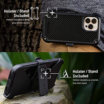Pelican Shield Series - iPhone 13 Case - 21ft Military Grade Drop Protection, Compatible with Wireless Charging - With Belt Clip Holster Kickstand - Heavy Duty Rugged Case for iPhone 13 - Black