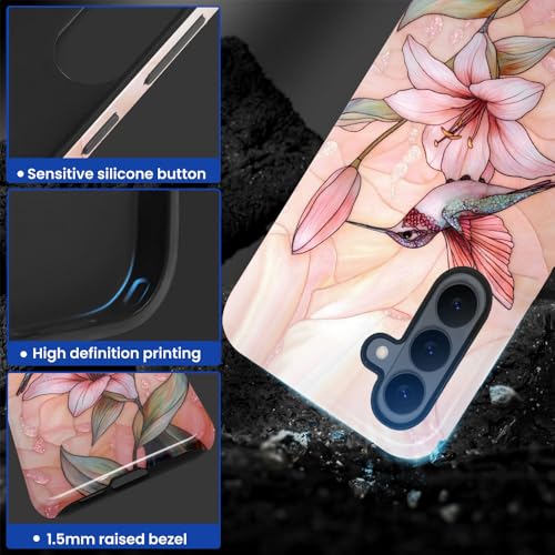Compatible with Samsung Galaxy S26 Plus Case,Glossy Case All-Round Protection Shockproof Anti-Scratches TPU Cover,Cases for Man Woman-Blooming Pink Rose Bird - color: Blooming Pink Rose Bird, size: Galaxy S26 Plus