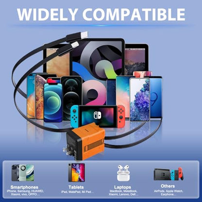 2 in 1 GaN Charger 120w, New Scalable Retractable 120w Fast Charger Module, All in 1 Foldable Charging Adapter Wall Plug for Phone, Tablet, Laptops (Green)