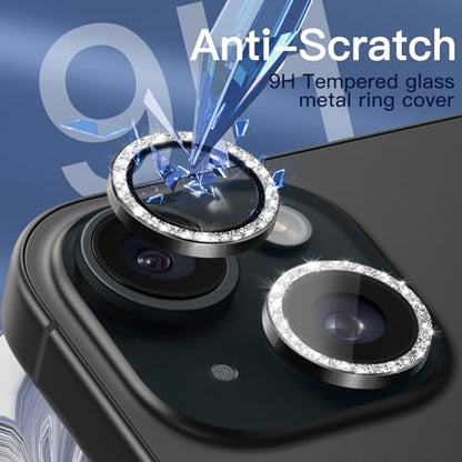 JETech Camera Lens Protector for iPhone 15/15 Plus, Black, 1 Set - color: Black