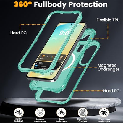 WRJ Magnetic Matte for Samsung Galaxy S26 FE Case,Samsung S25 FE Case [Fit for MagSafe][Military Grade Drop Protection] Translucent Shockproof Protective Phone Case-Mint Green - color: Mint Green, style: Matte
