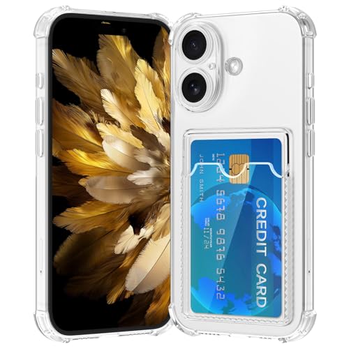 Design for iPhone 16 Plus Case with Card Holder, Wallet Case Clear Slim Soft Protective Cover Shockproof Anti-Scratch Phone Card Case for iPhone 16 Plus - size: iPhone 16 Plus