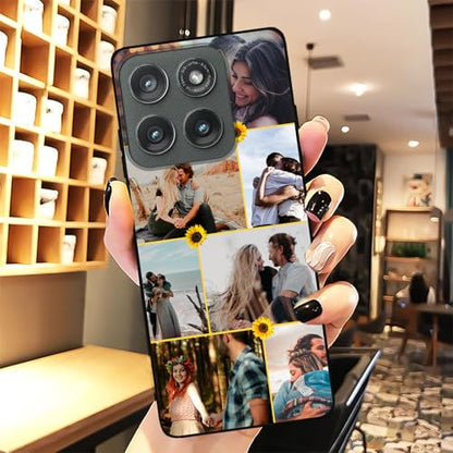 Custom for Motorola Moto Edge 2025 Case Persoanlized Photo Collage - Multi Pictures/Images Name Designed,Customize Soft Thin Slim Smartphone Cover Love Gift Him her - color: 03 Collage Sunflower