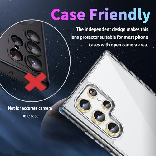 Camera Lens Protector for Samsung Galaxy S24 Ultra, Diamond Gold - color: Diamond Gold