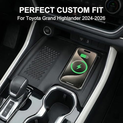 for 2026 2025 2024 Toyota Grand Highlander Wireless Charging Anti-Slip Mat,Silicone Protective Pad Liners for Grand Highlander Accessories