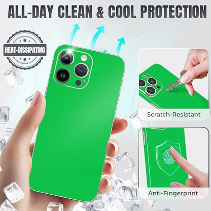 2Pcs Skin Wrap Compatible for iPhone 15 Pro – Slim Decal Vinyl Protective Film for Sides & Back – Sleek Fit, Premium Look – Compatible with All iPhone 15 Pro Cases - Green - color: Green