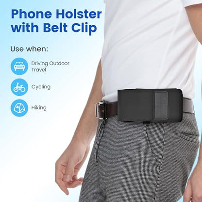 Mopaclle Nylon Holster with Carabiner Clip, Rugged Cell Phone Belt Holder for iPhone 17 Pro Max/Air,iPhone 16 Pro Max,15 14 13 Pro Max & Plus Galaxy S25+ S24+ S23+ & FE Models – Fits with Case On - color: B Nylon- Black, size: L (6.5 x 3.5x0.5 in)
