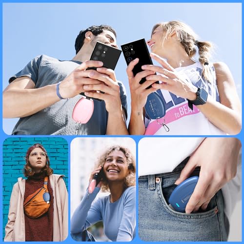 (2-Pack USB C Keychain Portable Charger, 1600mAh Mini Power Bank Ultra-Compact Battery Pack Power Emergency pod for iPhone 17/16/15 / Android Type-C Phones Samsung, Pixel, Moto etc-Pink&Blue