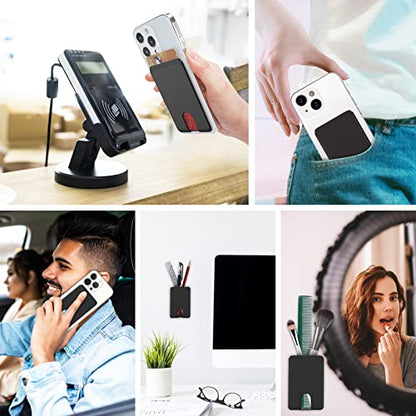 SHANSHUI Phone Card Holder, Silicone Ultra Slim Phone Wallet Stick on Credit Card Holder for CellPhone Compatible for iPhone, Android & Most Smartphones - Black - color: Black x 1 PCS