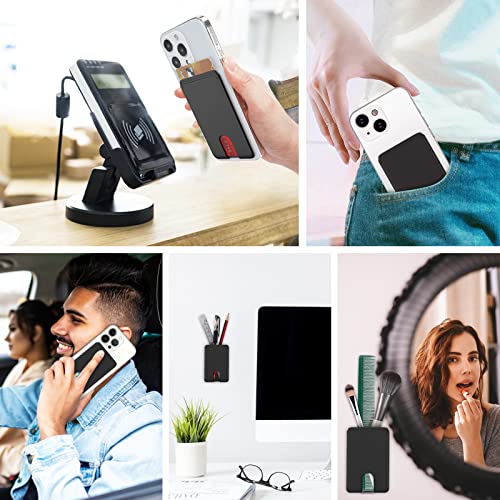 SHANSHUI Phone Wallet Stick on, 3 Pack Anti-Lost Design Silicone Phone Card Holder Business Card ID Card Phone Pocket Compatible for iPhone, Android and More - Black - color: Black x 3 PCS