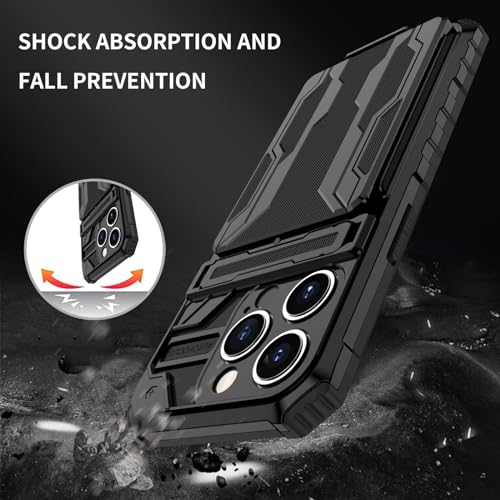 for iPhone 14 Pro Wallet Case with Card Holder, Black | Detachable Card Holder, Built-in Kickstand, with Screen Protectors, Military Grade, Full Body Shockproof - size: for iPhone 14 Pro - 6.1''