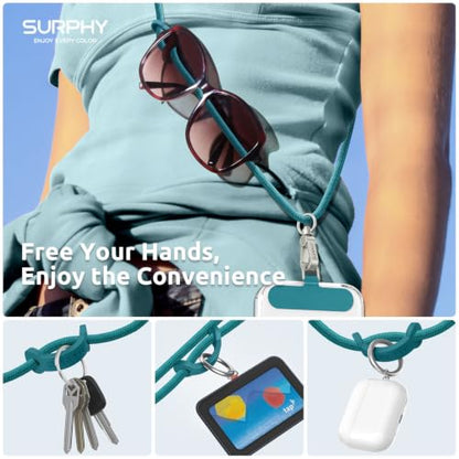 SURPHY Phone Lanyard Crossbody, Phone Strap Crossbody with 2 Tether Tabs - color: Teal