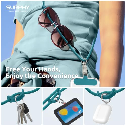 SURPHY Phone Lanyard Crossbody, Phone Strap Crossbody with 2 Tether Tabs - color: Teal