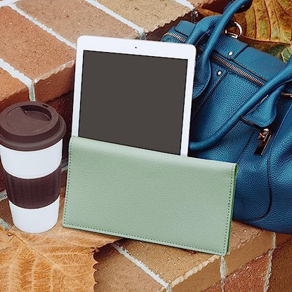 CoBak Checkbook Cover for Women & Men - PU Leather Case with RFID Blocking | Classic Design Check Book Holder for Personal and Business - color: Sage