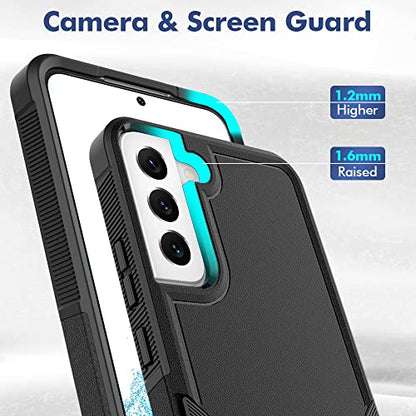 for Samsung Galaxy S22 Plus Case: Dual Layer Protective Heavy Duty Cell Phone Cover Shockproof Rugged with Screen Protector - Military Protection Bumper Tough - Samsung Galaxy S22+ Plus 2022, Black - color: Black (PC) + Black (TPU)