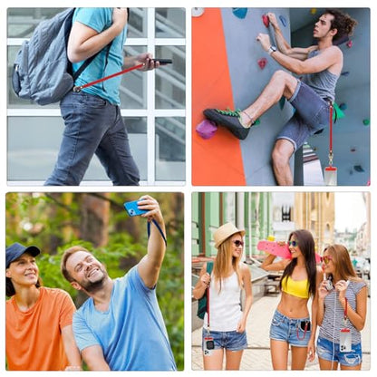 Hovmwey Stretchy Phone Lanyard Tether, 2 Pack Phone Leash Anti-theft Phone Strap for Anti-drop Outdoor Hiking Cycling Climbing Universal for Most Cell Phones, Red - color: Red