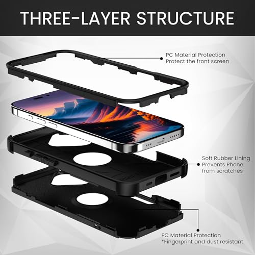 MXX for iPhone 17 Case, Heavy Duty 3 in 1 Wing Design Protective Cover with MagSafe, Phone Case 2025 (Black) - color: Black, size: iPhone 17