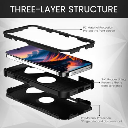 MXX for iPhone 17 Case, Heavy Duty 3 in 1 Wing Design Protective Cover with MagSafe, Phone Case 2025 (Black) - color: Black, size: iPhone 17