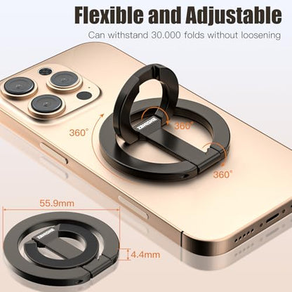 Magnetic Phone Ring Grip for MagSafe Compatible with iPhone Samsung (Grey) - color: Grey