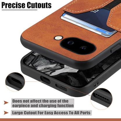 Kowauri Case for Google Pixel 9a, PU Leather Wallet Case with Credit Card Slot Holder Ultra Slim Protector Cover for Google Pixel 9a (Brown) - color: Brown