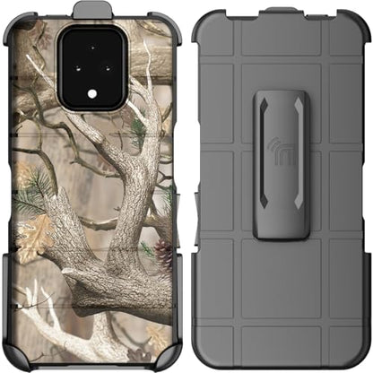 Case and Holster Combo for Sonim XP Pro 5G Phone - Bush Camo Design | Compatible with MagSafe, Magnetic, Rugged Cover, Enhanced Grip, with Belt Clip Holder, Ratchet Rotation - color: Camo