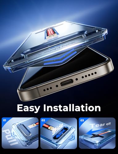 MAGIC JOHN for iPhone 15 Pro Max Privacy Screen Protector Easy Installation