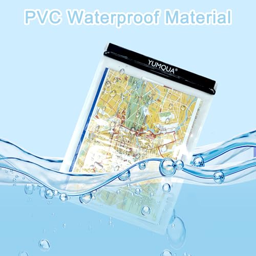 YUMQUA Waterproof Pouch Clear Dry Bag Document Map Holder Large Size 3PACK | Screen Touch, Water Proof Water Tight Map Case, Protect Kindle Tablet Cloth Dry Against Sand Water for Hiking Boating Fishing - color: Black