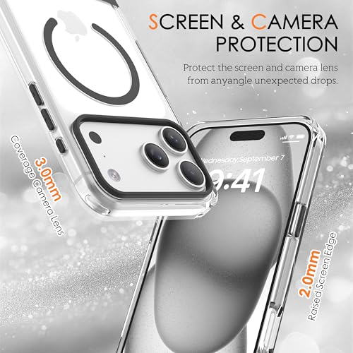 Magnetic Case for iPhone 17 Pro, Crystal Clear, [Compatible with Magsafe][Military Grade Drop Protection] Anti-Yellowing Slim Shockproof Transparent Protective Phone Cover, Black - color: Black, size: iPhone 17 Pro