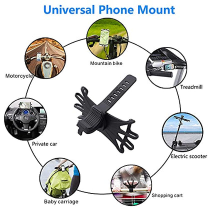 VOVIGGOL Bike Phone Mount 2 Pack, Universal Motorcycle Phone Holder for Bike, 360°Rotation Silicone Bicycle Phone Holder Handlebar Phone Mount Compatible with iPhone, Samsung, All Smartphones