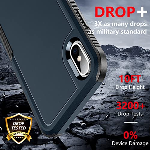 SPIDERCASE for iPhone Xs Max Case, [10 FT Military Grade Drop Protection] [2 pcs Tempered Glass Screen Protector] Shockproof Airbag Cushion Protective Case for iPhone Xs Max 6.5” (Dark Blue) - color: Dark Blue