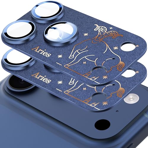 2 Pack Camera Lens Protector for iPhone 17 Pro Max,Aries Pattern, AR 360-Degree Protection,Drop Protection,Anti Scratch Full-Coverage,Camera Transmfttance HD,Easy Installation, Dark Blue - color: Dark Blue/Aries, size: for iPhone 17 Pro Max