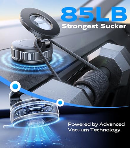 VICSEED Car Phone Holder for Magsafe Car Mount [85 LBS Strongest Suction] - color: Black-Vacuum