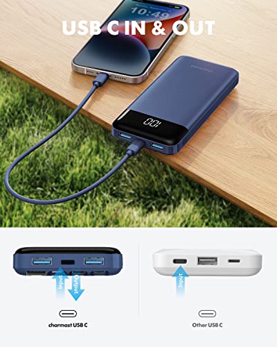 charmast Portable Charger Power Bank with Reinforced Built-in 4 Cables - color: Navyblue