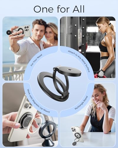 SUPERONE Dual Magnetic Phone Ring Holder, 1/4" Screw Tripod Mount Adapter - color: BK-Screw Hole
