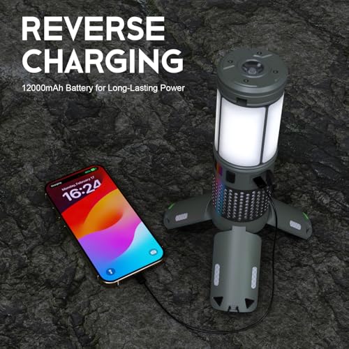 Telescopic Camping Lights with Stand, 40H Playtime, Magnetic Base - color: Green